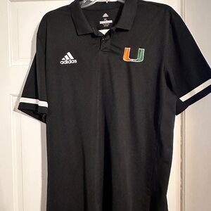Miami Adidas Black Polo Shirt with Logo